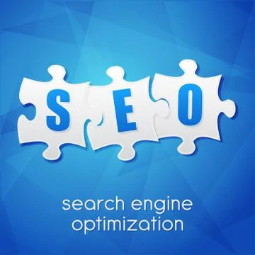 Seo in puzzle, search engine optimization, flat design Illustrazione stock