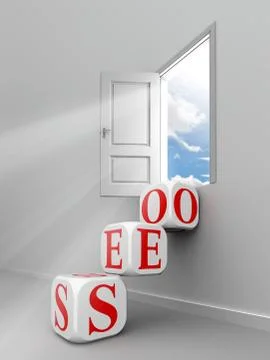Seo red word blocks to open door Stock Illustration