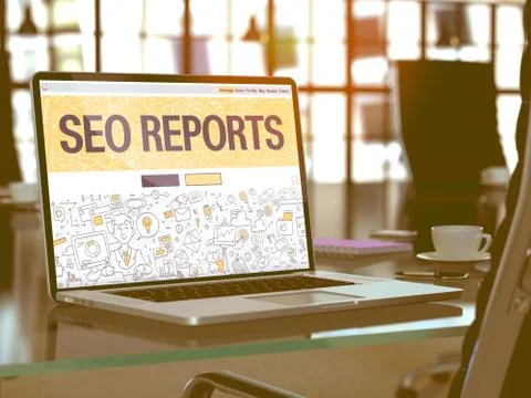 SEO Reports - Concept on Laptop Screen Stock Illustration