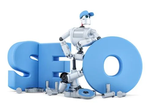 SEO Robot. Technology concept. Isolated. Clipping path Stock Illustration