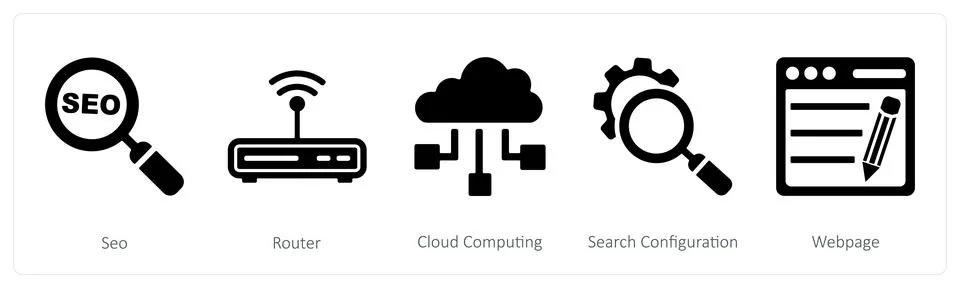 Seo, router, cloud computing 스톡 일러스트