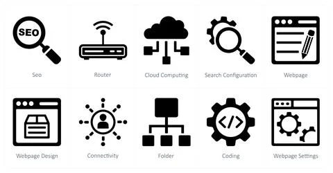 Seo, router, cloud computing 스톡 일러스트
