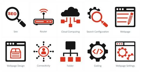 Seo, router, cloud computing 스톡 일러스트