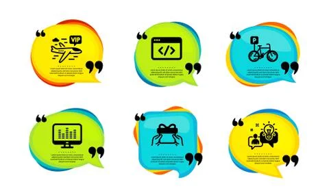 Seo script, Give present and Vip flight icons set. Music making, Bicycle parking Illustrazione stock