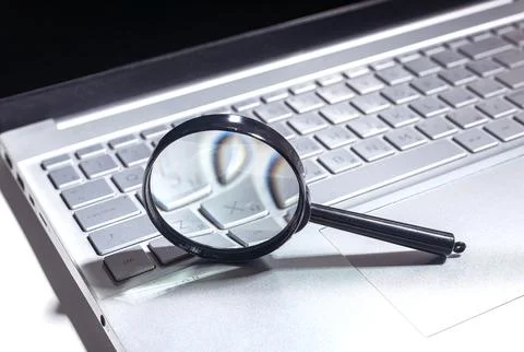 SEO search concept with keyword optimization on a website. Laptop and keyboar Stock Photos