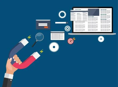 SEO Search Engine Optimazation  illustration. Flat computing background Stock-Illustration