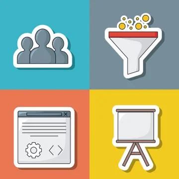 Seo search engine optimisation and marketing icon Stock Illustration