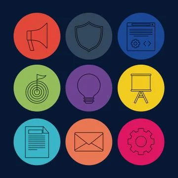 Seo search engine optimisation and marketing icon Illustrazione stock