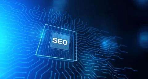 SEO - Search engine optimisation, Digital Internet marketing concept on virtual Stock Illustration