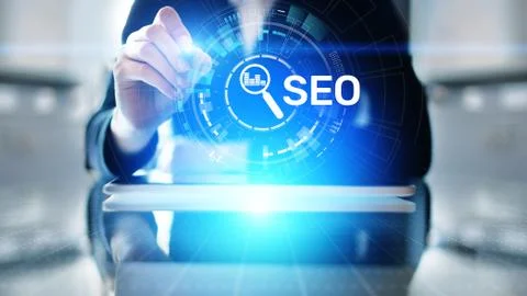 SEO - Search engine optimisation, Digital Internet marketing concept on virtual Stockfoto's