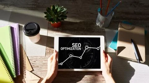 SEO Search engine optimization. Business and digital marketing concept. Stock Photos