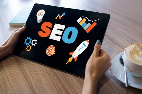 SEO Search engine optimization. Business and digital marketing concept Stock Photos