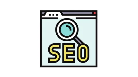 Seo search engine optimization color icon animation 스톡 동영상 326113259
