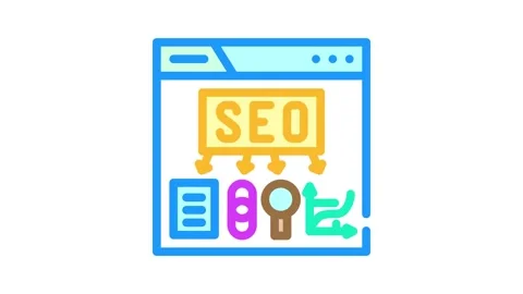 Seo search engine optimization color icon animation Stock Footage 327265083