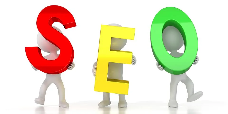 SEO - search engine optimization - colorful letters - 3D illustration Stock Illustration