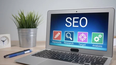 SEO Search Engine Optimization Concept on Laptop Computer Screen Stock Footage 86867099