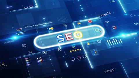 SEO Search Engine Optimization Concept. Colorful Insights Statistics Charts and  Stock Footage 309200124