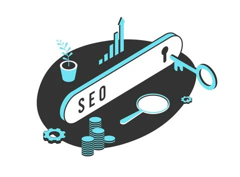 SEO - Search Engine Optimization concept. Digital marketing strategy. Search bar Stock Illustration