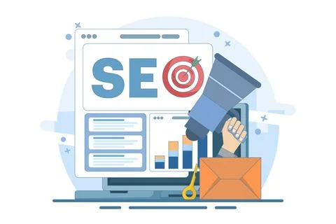 SEO Search Engine Optimization Concept. Conceptual SEO analysis and optimization イラスト素材