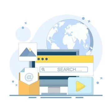 SEO search engine optimization concept. find, or research, SEO. Stock Illustration