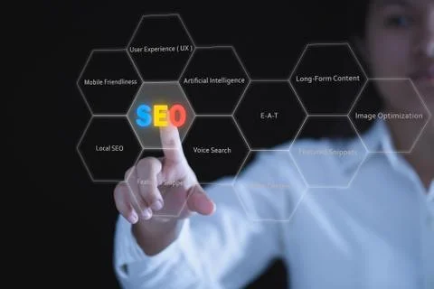 SEO. Search Engine optimization. concept for promoting website traffic, ranki Stock Photos