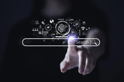 SEO Search Engine Optimization concept. The search bar shows SEO tools icon.. Stock-Fotos