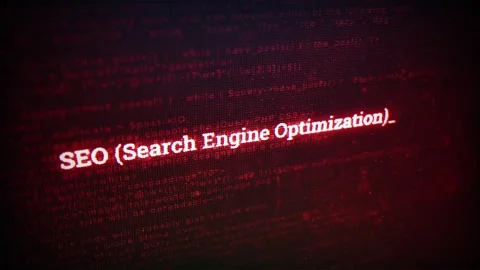 SEO (Search Engine Optimization) on digital screen message on computer scree Stock Footage 317004921