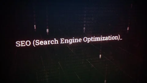 SEO (Search Engine Optimization) on digital screen message on computer scree Stock Footage 317004946