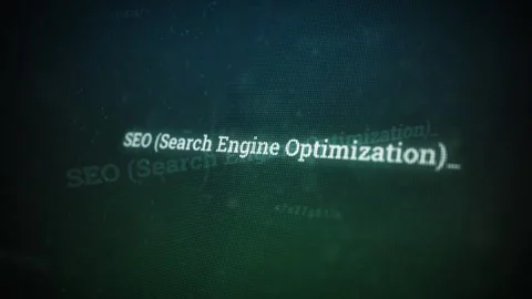 SEO (Search Engine Optimization) on digital screen message on computer scree Video stock 317004986