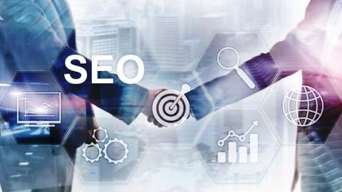 SEO - Search engine optimization, Digital marketing and internet technology Stockillustratie
