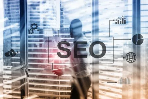 SEO - Search engine optimization, Digital marketing and internet technology Illustrazione stock