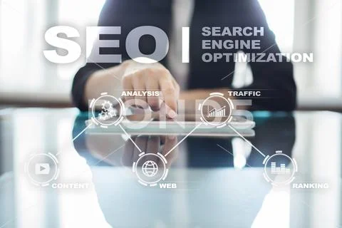 SEO. Search Engine optimization. Digital online marketing andInetrmet technology Stock Photos