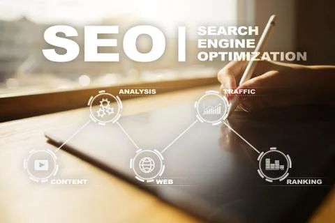 SEO. Search Engine optimization. Digital online marketing andInetrmet technology Stock-Fotos