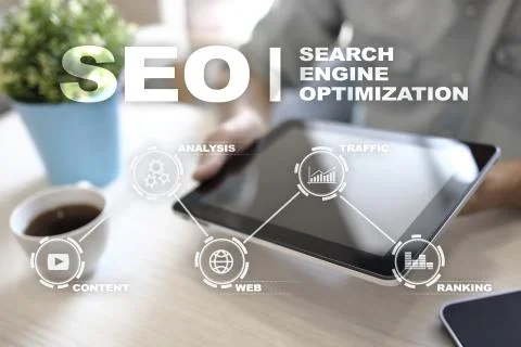 SEO. Search Engine optimization. Digital online marketing andInetrmet technology 스톡 사진