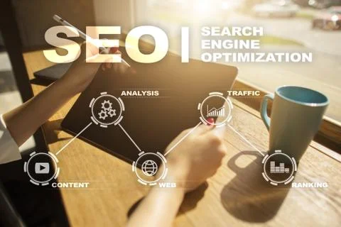 SEO. Search Engine optimization. Digital online marketing andInetrmet technology 스톡 사진