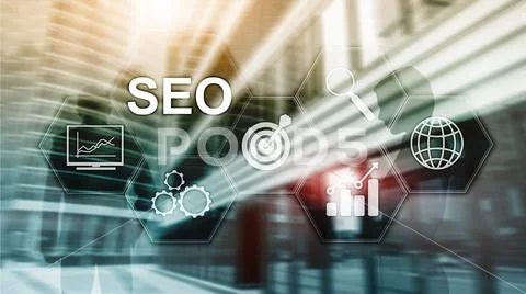 SEO - Search engine optimization, Digital marketing and internet technology c Stock Photos