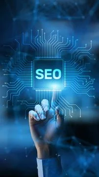 SEO Search Engine Optimization Enhancing Online Visibility and Traffic Techno Stock Photos
