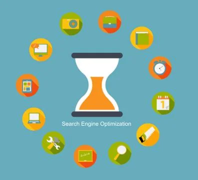SEO - Search Engine Optimization Flat Icon Vector Illustration Stock Illustration