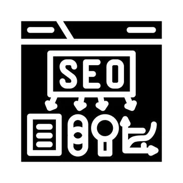 Seo search engine optimization glyph icon vector illustration Illustrazione stock