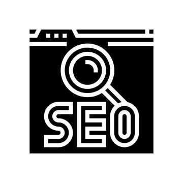Seo search engine optimization glyph icon vector illustration Illustrazione stock