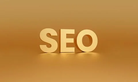 SEO, search engine optimization on golden background. Strategy web concept. Stock Illustration
