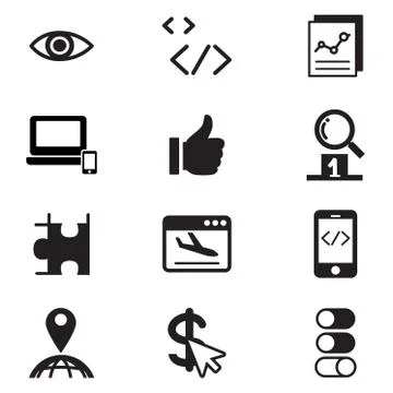 SEO Search engine optimization icon set Stock Illustration