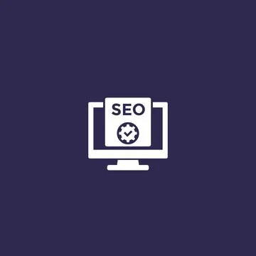 Seo, search engine optimization icon with computer Stock Illustration