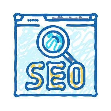 Seo search engine optimization icon doodle illustration Stock Illustration