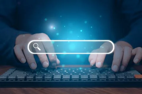 SEO Search engine optimization icon. Search bar Stock Photos