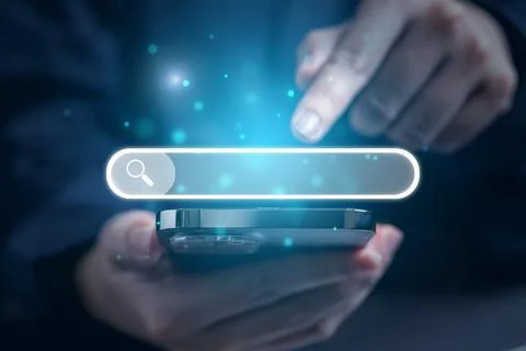 SEO Search engine optimization icon. Search bar Stock Photos