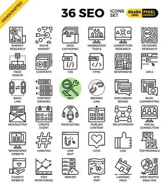 SEO - search engine optimization icons Illustrazione stock