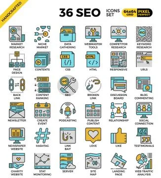 SEO - search engine optimization icons Stock-Illustration