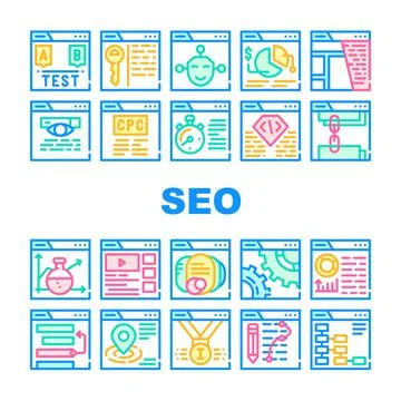 Seo Search Engine Optimization Icons Set Vector Stock Illustration