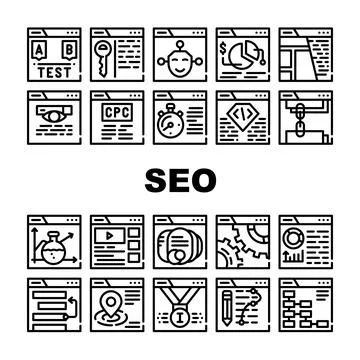 Seo Search Engine Optimization Icons Set Vector Stock Illustration